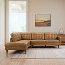 LENA 102" GENUINE TAN LEATHER LEFT-FACING SECTIONAL SOFA