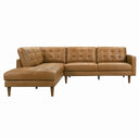 LENA 102" GENUINE TAN LEATHER LEFT-FACING SECTIONAL SOFA