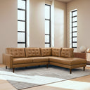LENA 102" GENUINE TAN LEATHER RIGHT-FACING SECTIONAL SOFA