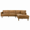 LENA 102" GENUINE TAN LEATHER RIGHT-FACING SECTIONAL SOFA
