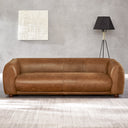 MIN 90" MCM BROWN GENUINE TOP-GRAIN LEATHER SOFA