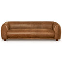 MIN 90" MCM BROWN GENUINE TOP-GRAIN LEATHER SOFA