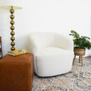 MARA WHITE BOUCLE SWIVEL CHAIR