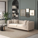 NINA 90" MCM BEIGE VELVET SOFA