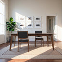 CARY WALNUT FINISHED SOLID WOOD AND EASY CLEAN VEGAN LEATHER UPHOLSTERED DINING CHAIRS (SET OF 2)