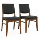 CARY WALNUT FINISHED SOLID WOOD AND EASY CLEAN VEGAN LEATHER UPHOLSTERED DINING CHAIRS (SET OF 2)