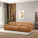 VALERIA 120" TRIPLE PWR TAN LEATHER RECLINER SOFA