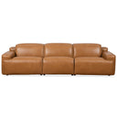 VALERIA 120" TRIPLE PWR TAN LEATHER RECLINER SOFA
