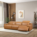VALERIA 120" TRIPLE PWR TAN LEATHER RECLINER SOFA
