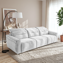 FRANCA 107" LIGHT-GREY VELVET POWER-SLIDER SOFA
