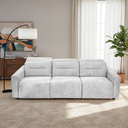 FRANCA 107" LIGHT-GREY VELVET POWER-SLIDER SOFA
