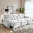 FRANCA 107" LIGHT-GREY VELVET POWER-SLIDER SOFA