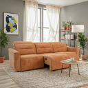 FRANCA 107" BURNT-ORANGE VELVET POWER-SLIDER SOFA