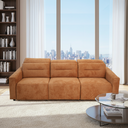 FRANCA 107" BURNT-ORANGE VELVET POWER-SLIDER SOFA