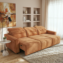 FRANCA 107" BURNT-ORANGE VELVET POWER-SLIDER SOFA