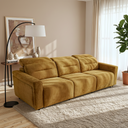 FRANCA 107" GOLD VELVET POWER-SLIDER SOFA