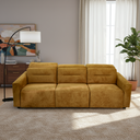 FRANCA 107" GOLD VELVET POWER-SLIDER SOFA