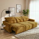 FRANCA 107" GOLD VELVET POWER-SLIDER SOFA