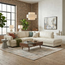 GAMILA 110" BEIGE GENUINE TOP-GRAIN LEATHER RIGHT-FACING SECTIONAL SOFA