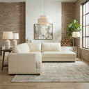 GAMILA 110" BEIGE GENUINE TOP-GRAIN LEATHER RIGHT-FACING SECTIONAL SOFA