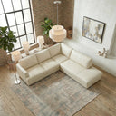 GAMILA 110" BEIGE GENUINE TOP-GRAIN LEATHER RIGHT-FACING SECTIONAL SOFA