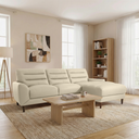 CHIARA 97" CREAM GENUINE LEATHER SECTIONAL SOFA