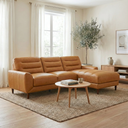 CHIARA 97" TAN GENUINE LEATHER SECTIONAL SOFA