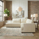 GAMILA 110" BEIGE GENUINE TOP-GRAIN LEATHER LEFT-FACING SECTIONAL SOFA