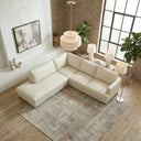GAMILA 110" BEIGE GENUINE TOP-GRAIN LEATHER LEFT-FACING SECTIONAL SOFA
