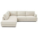 GAMILA 110" BEIGE GENUINE TOP-GRAIN LEATHER LEFT-FACING SECTIONAL SOFA