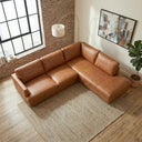 GAMILA 110" TAN GENUINE TOP-GRAIN LEATHER RIGHT-FACING SECTIONAL SOFA