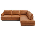 GAMILA 110" TAN GENUINE TOP-GRAIN LEATHER RIGHT-FACING SECTIONAL SOFA