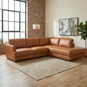 GAMILA 110" TAN GENUINE TOP-GRAIN LEATHER RIGHT-FACING SECTIONAL SOFA