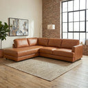 GAMILA 110" TAN GENUINE TOP-GRAIN LEATHER LEFT-FACING SECTIONAL SOFA