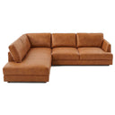 GAMILA 110" TAN GENUINE TOP-GRAIN LEATHER LEFT-FACING SECTIONAL SOFA