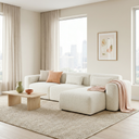 HANNY 117" 3-PIECE SAND BOUCLE RIGHT SECTIONAL SOFA