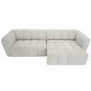 Burntwood 114-inch light brown chenille power slider sofa against a white background, showcasing vertical channel tufting, grid-quilted cushions, and the right seat extended into a chaise lounge.