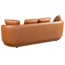 Dina 85-inch modern cognac leather sofa from the rear view on a white background.