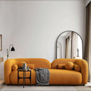 ELISSA 93" JAPANDI MUSTARD-YELLOW BOUCLE SOFA