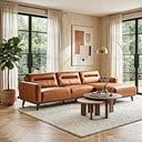 ERIKA 109" COGNAC PU LEATHER RIGHT-FACING SECTIONAL SOFA