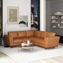 EUGINA 92" TAN GENUINE LEATHER CORNER SOFA