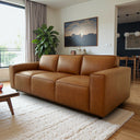 HANNA 90" MCM TAN GENUINE LEATHER SOFA