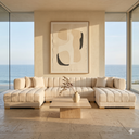 MANUELLA 142" IVORY VELVET U-SHAPE SECTIONAL SOFA