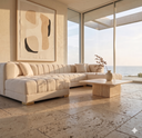 MANUELLA 142" IVORY VELVET U-SHAPE SECTIONAL SOFA