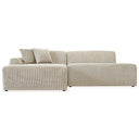MELINA 102" CREAM CORDUROY LEFT-FACING SECTIONAL SOFA