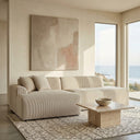 MELINA 102" CREAM CORDUROY LEFT-FACING SECTIONAL SOFA