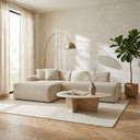 MELINA 102" CREAM CORDUROY LEFT-FACING SECTIONAL SOFA