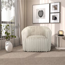 MONA LIGHT-GREY SOFT-PLUSH FABRIC SWIVEL CHAIR