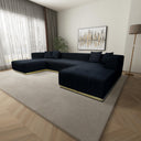 NATALIE 146" BLACK VELVET U-SHAPE SECTIONAL SOFA