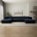 NATALIE 146" BLACK VELVET U-SHAPE SECTIONAL SOFA
